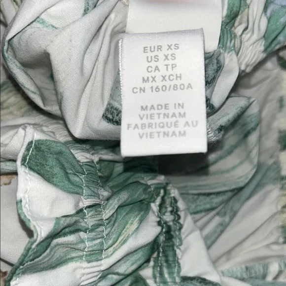 H&M Leaf Print A-Line Skirt - Green and Cream - Picture 7 of 12